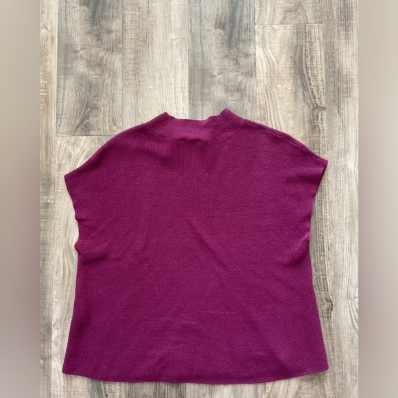 Eileen Fisher S Mock Neck Linen Knit Organic Cotton Sleveless Top Purple - Picture 5 of 5